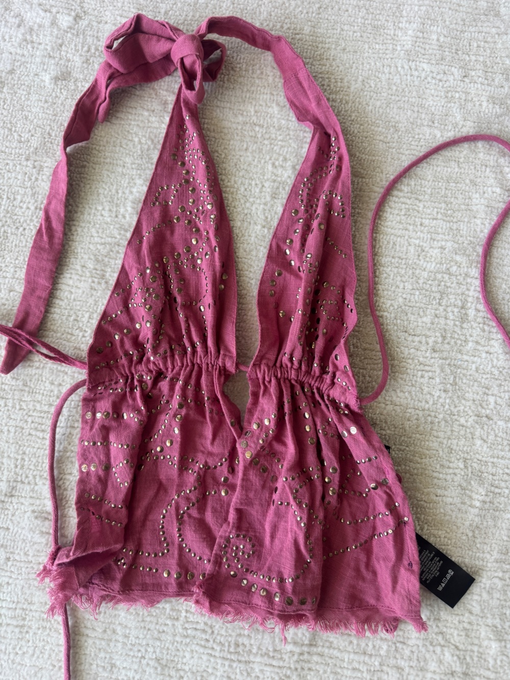 silence + noise purple pink Studded Halter Linen